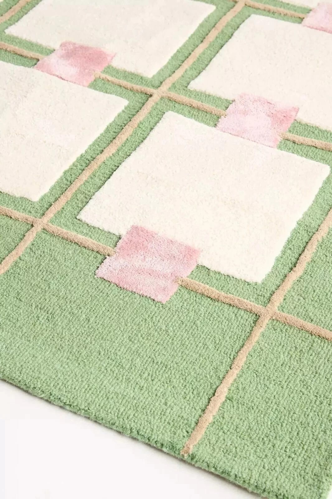 Emerald Green Block Area Rug Greer Hand-Tufted Wool Rug - Elegant Taupe 8x10 3x5 gallery