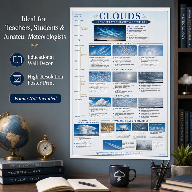 Cloud Identification Unframed Poster 24x36 - Weather Reference Chart gallery