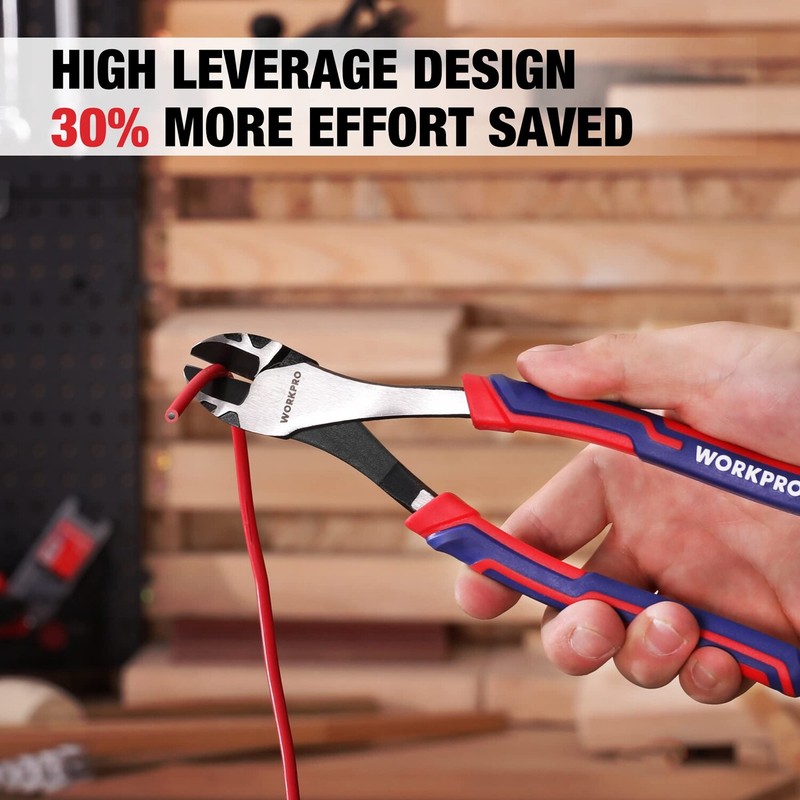 WORKPRO 8" High Leverage Diagonal Plier Wire Cutters Heavy Duty Diagonal Cutters gallery