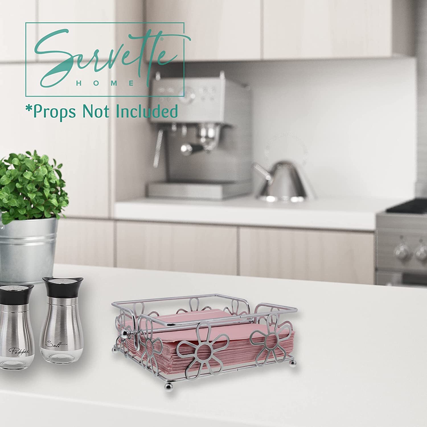 Chrome Napkin Holder with Flower Design gallery