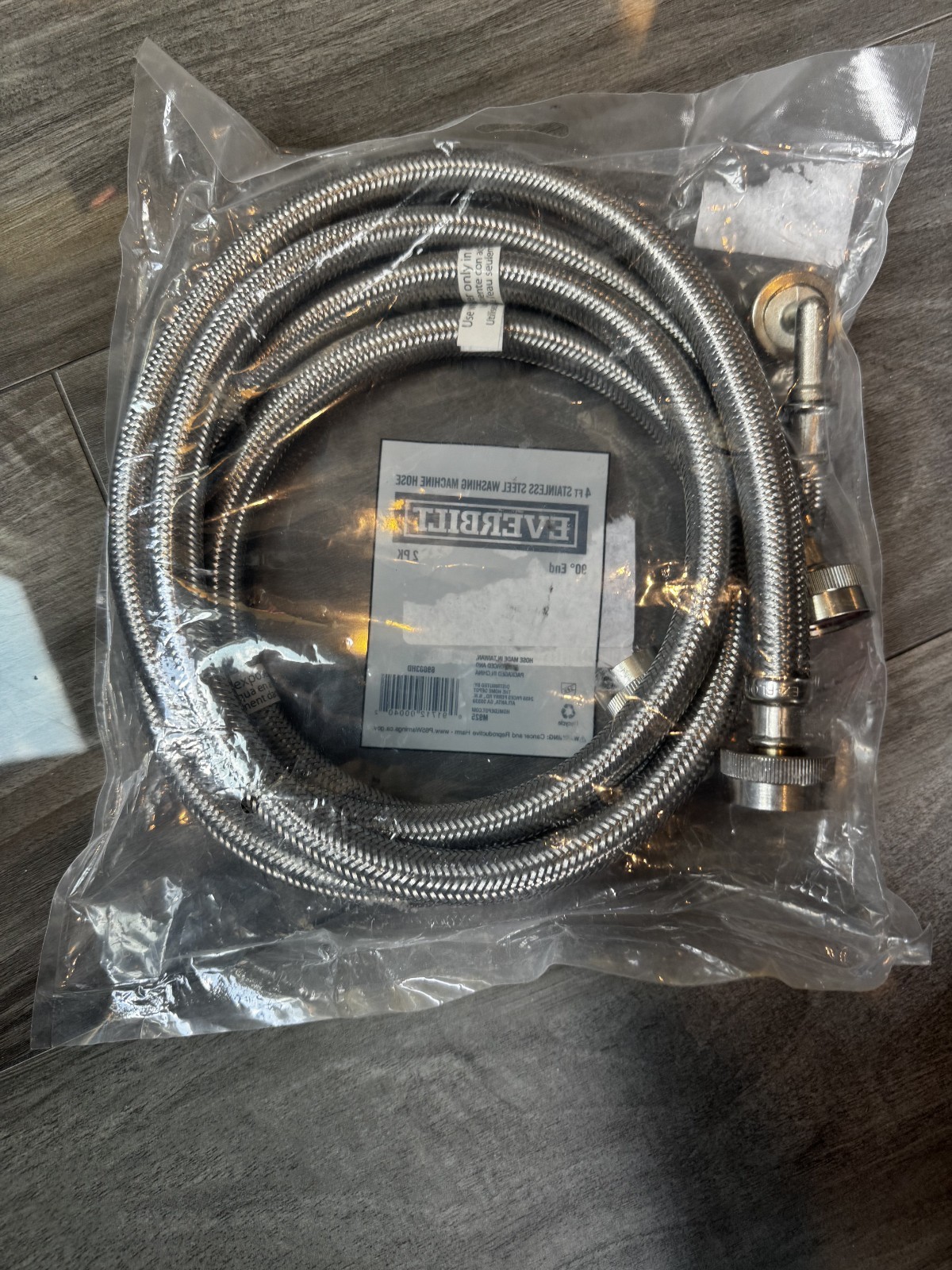 NEW Everbilt 4 ft. Stainless Steel Washing Machine Hose Connector (2-Pack) gallery