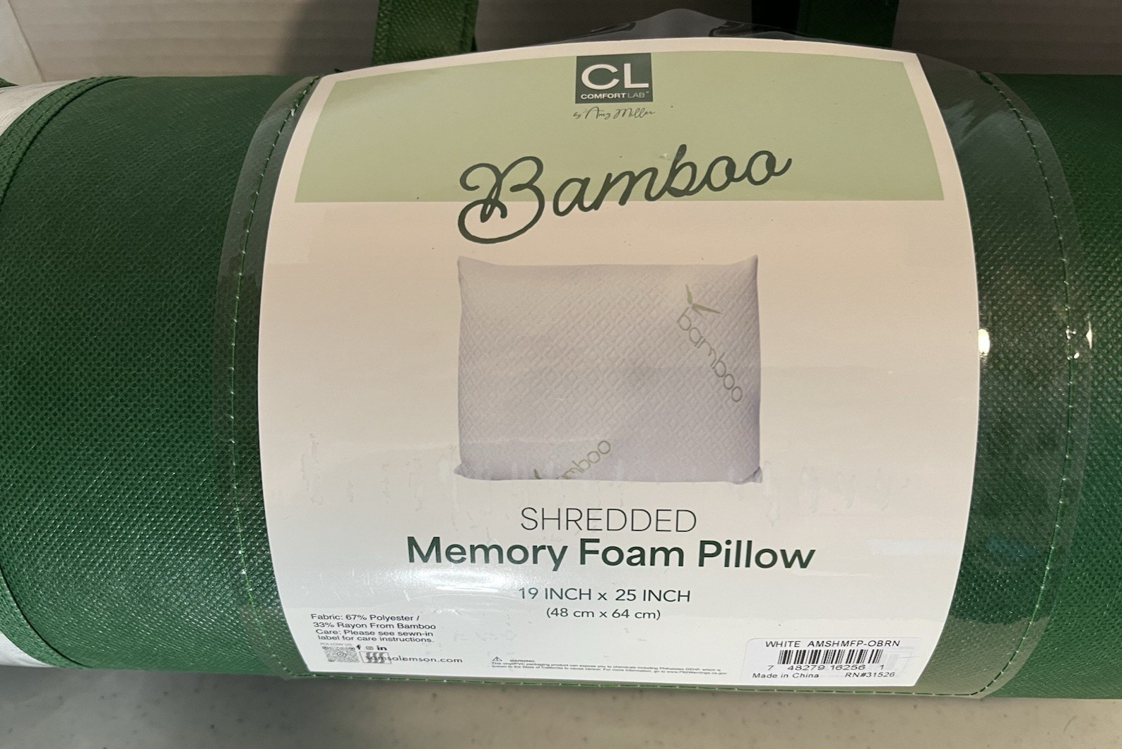 Bamboo Memory Foam Pillow, Comfort Lab / Amy Miller, 19 in x 25 in, New gallery