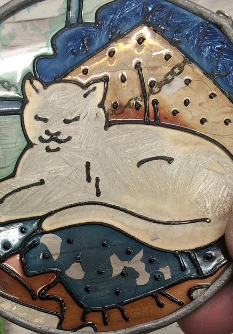 Cat Napping Window Suncatcher Hand Painted gallery