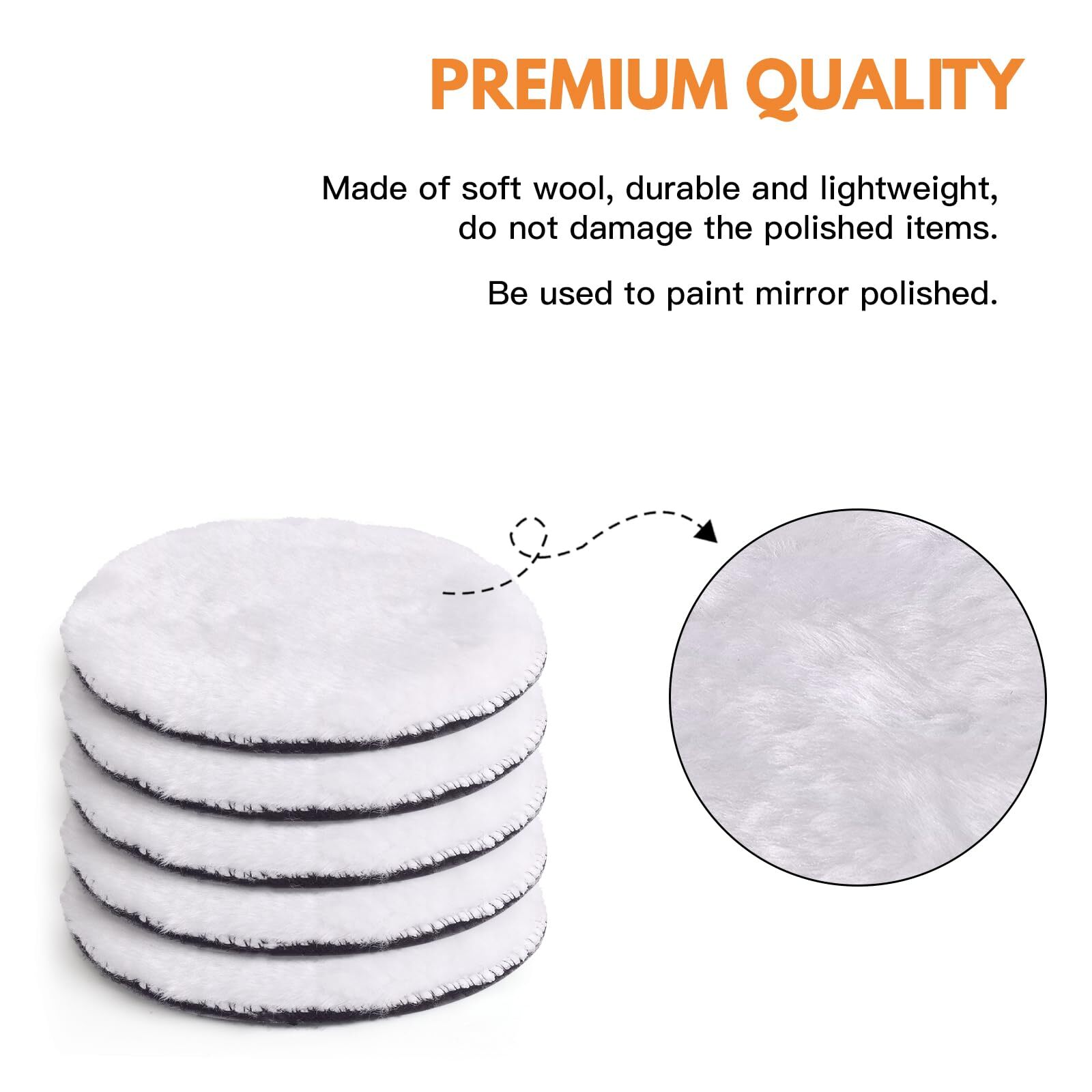 7 Pcs 3 Inch 80 Mm Wool Buffing Polishing Pad Car Polisher Buffer Drill Attach gallery