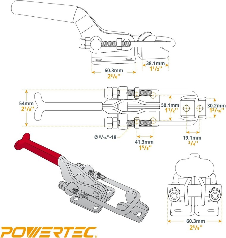 POWERTEC Latch-Action Toggle Clamp, 2000 lbs Capacity, 40341(20306) gallery