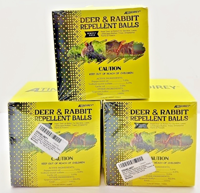 3 Boxes of Deer & Rabbit Natural Repel Deter Balls 18 (Total 54 Balls) gallery
