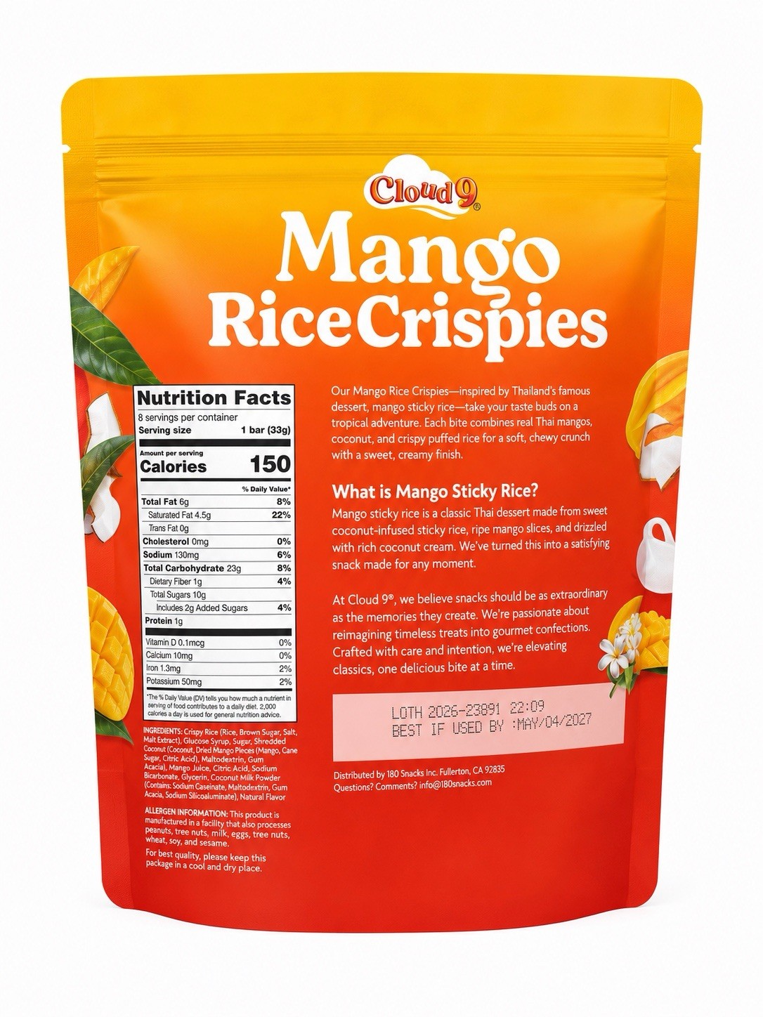 Cloud 9 Mango Rice Crispies Bars Multi Pack 8 Count Net Wt 9.2 oz (261g) gallery