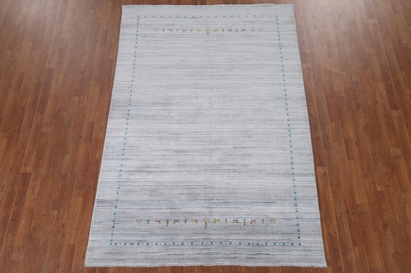 Bordered Little Animal Design Wool Gabbeh Area Rug 5'x8' Hand-knotted Carpet gallery