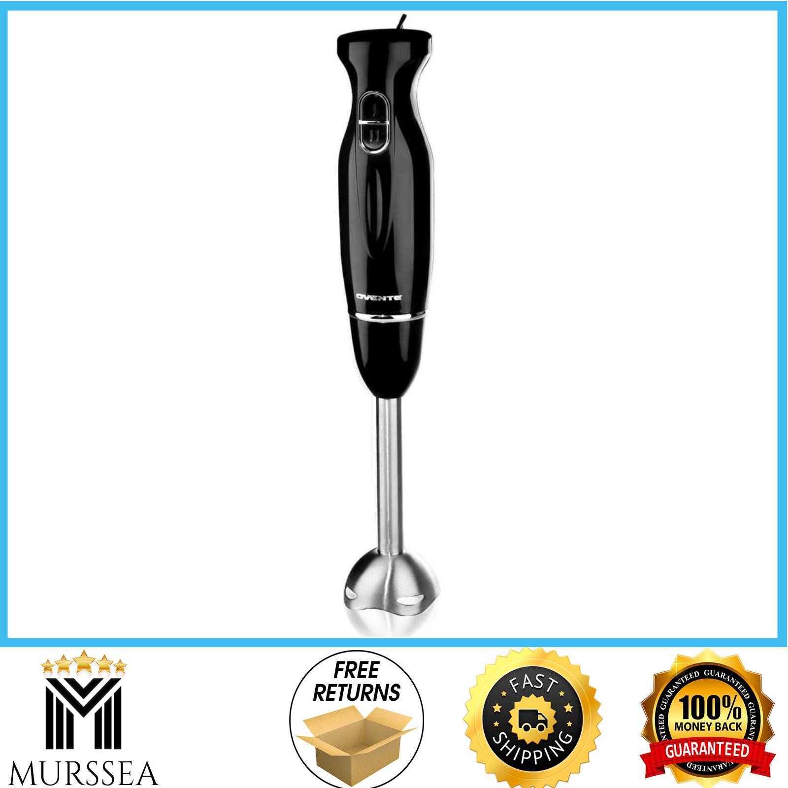 Ovente Immersion Electric Hand Blender with Stainless Steel Blades Black HS560W gallery