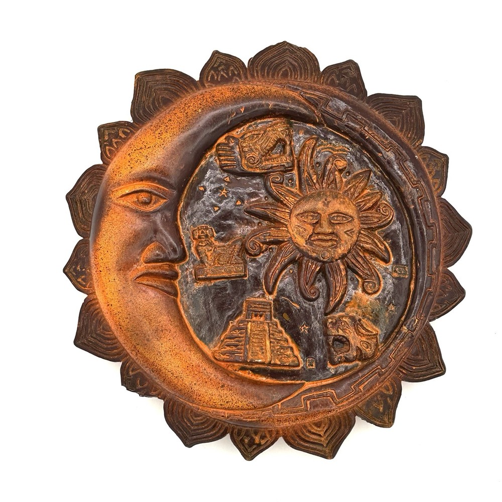 Sun And Moon Celestial Ceramic Wall Decor Hanging Plaque Heavy Thick 12 InchRead