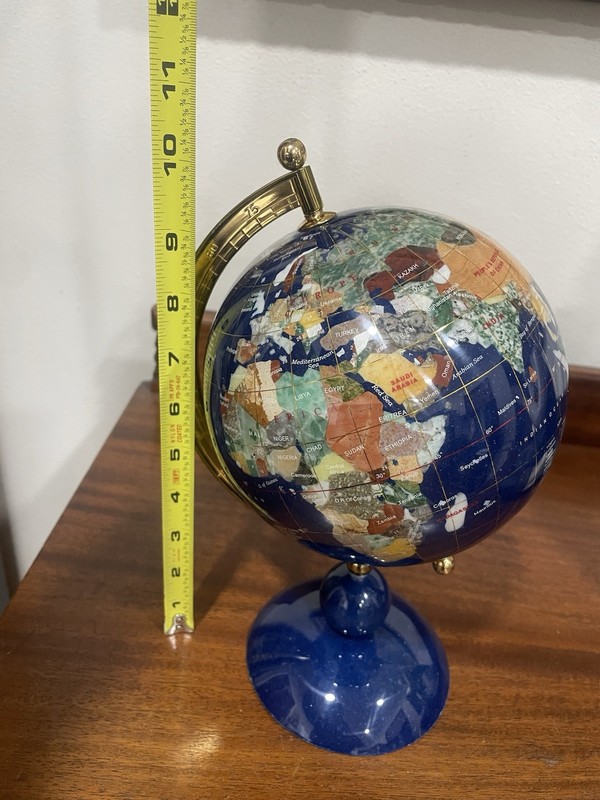 Gemstone World Globe 10” Multi Colored w/ Blue lapis Base EYE-CATCHING. Read gallery