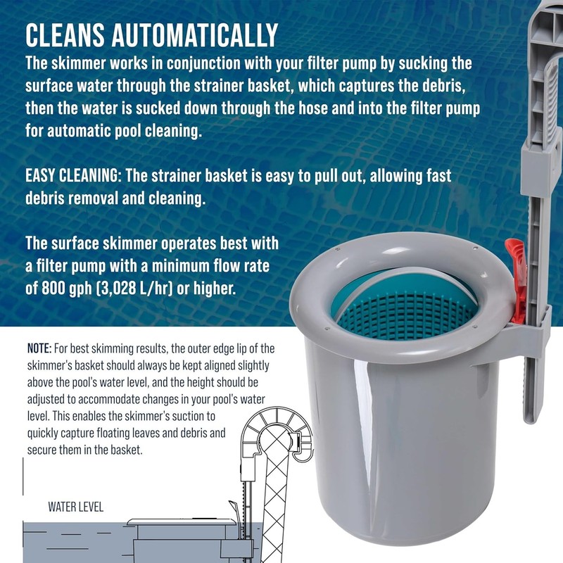 Automatic Floating Pool Surface Skimmer - Easy Installation gallery