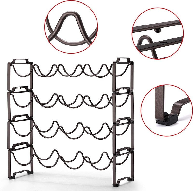Simple Trending 4-Tier Stackable Wine Rack, Standing Bottles Holder Organizer, gallery