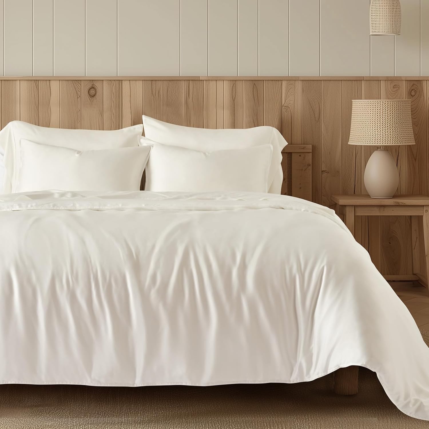 EVERGRACEHOME Tencel Lyocell Cooling Duvet Cover Set King Size 3 Piece, 100% Nat gallery