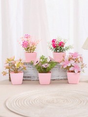 5pcs Mini Pink Artificial Potted Plants 240032ZH5-5pcs Home Decor Gift
