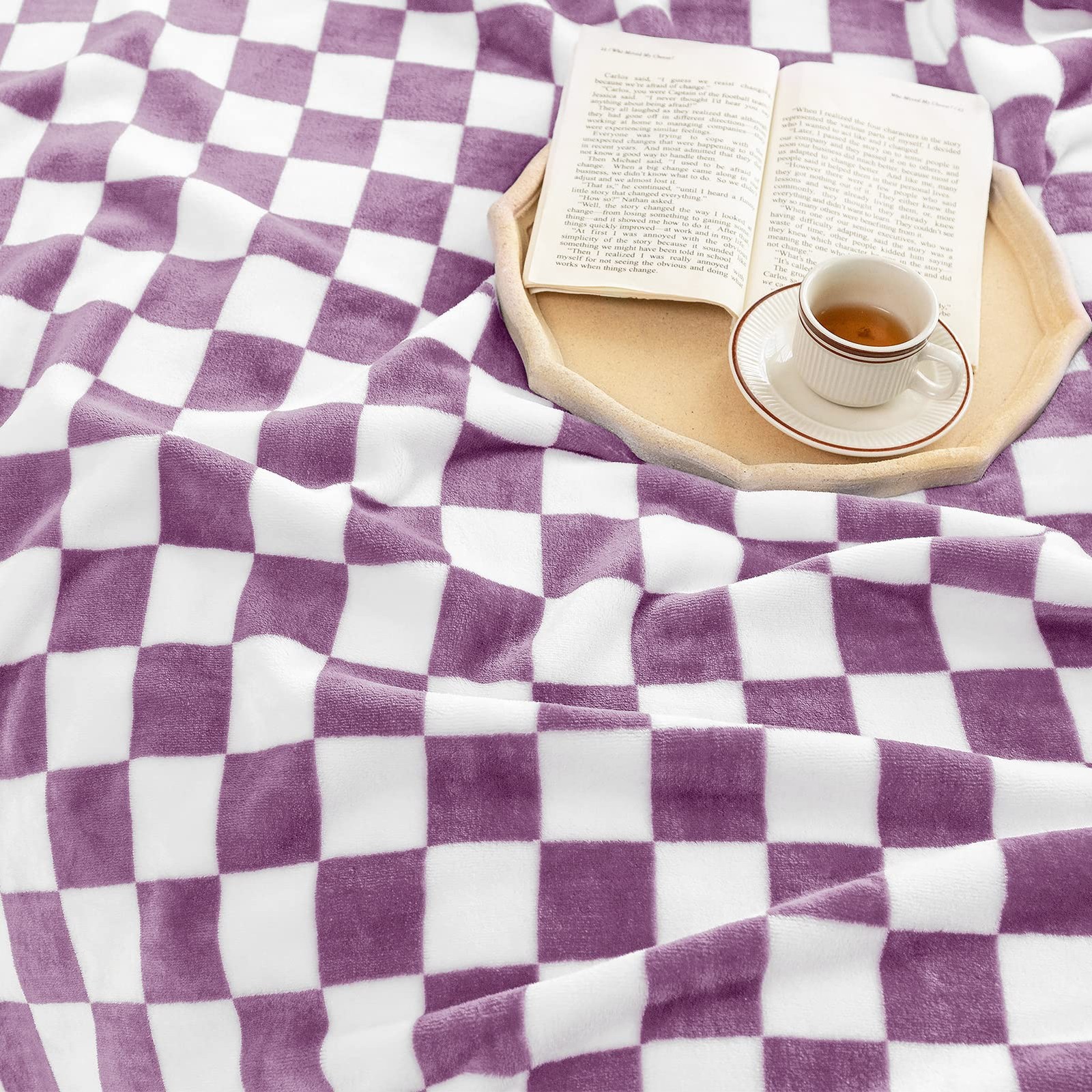 Throw Blanket Flannel Checkerboard Soft Cozy 40x60in Couch Bed Purple All Season gallery