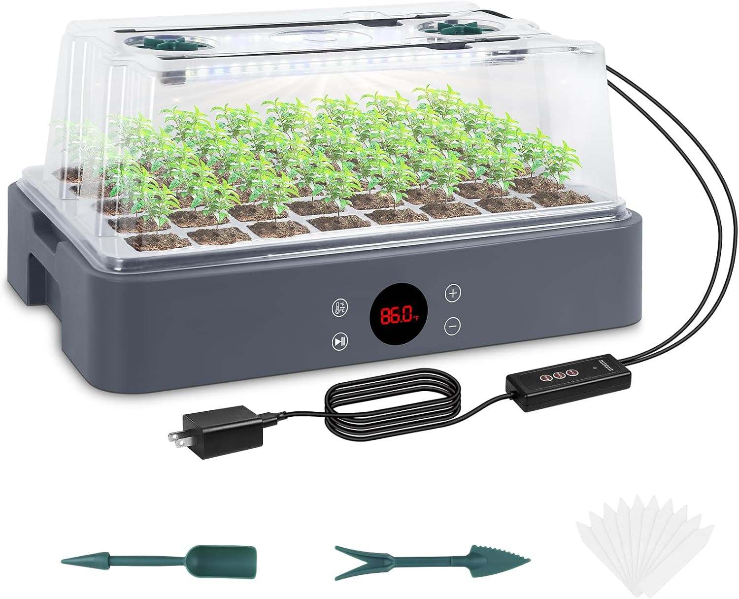 Seed Starter Tray with Grow Light, Heated Seed Starter Kit with Temperature Disp gallery