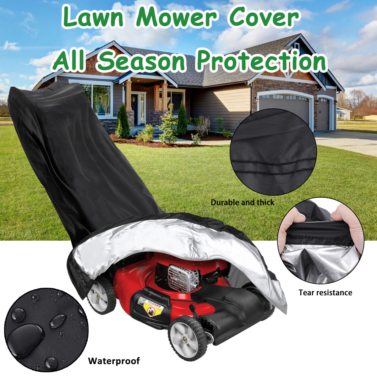 Lawn Mower Cover Waterproof Heavy Duty UV Protector Push Mower Universal Fit gallery