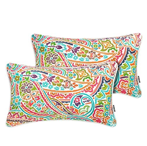 Outdoor Indoor Lumbar Pillow Covers ONLY, 20"L x 12"W(No Insert) Melora Paisley gallery