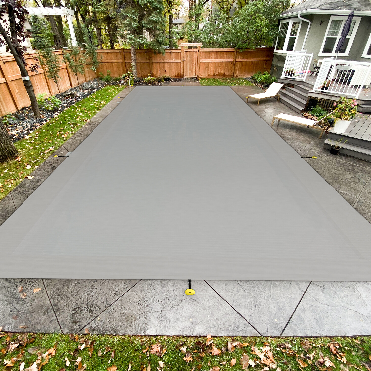 Inground Winter Pool Cover Rectangle Swimming Heavy Duty Safety Mesh Cover Gray gallery