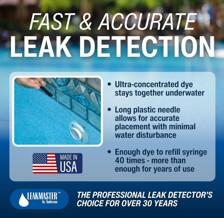 Leakmaster Pool Leak Detection Kit – 8 Oz Yellow Dye with Reusable Syringe - gallery