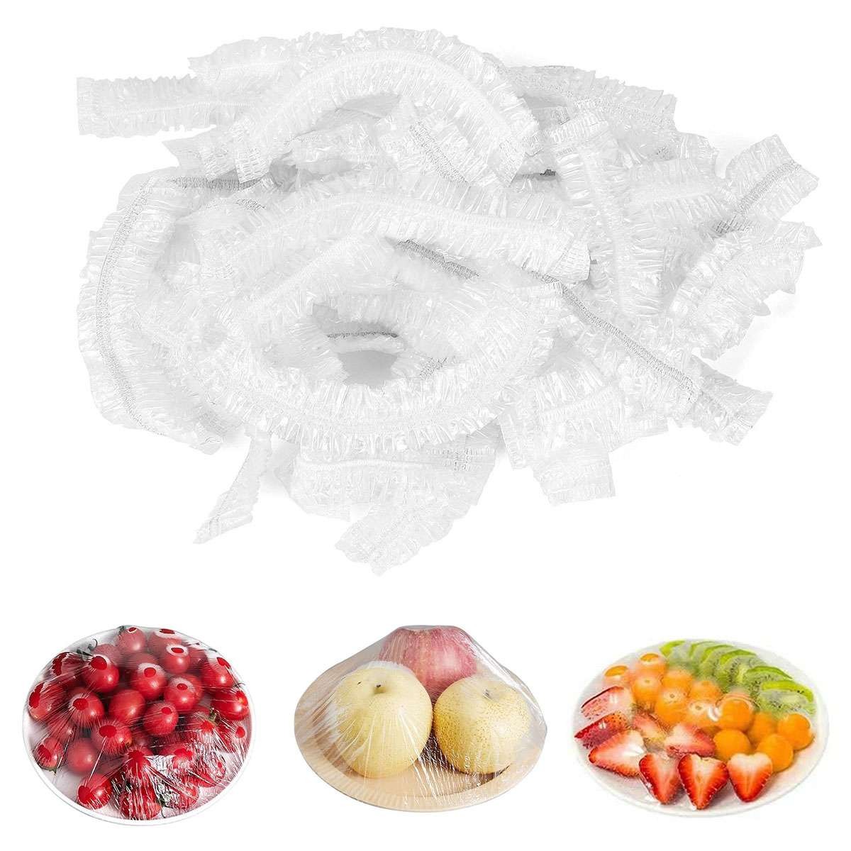 100Pcs Disposable Food Cover Plastic Wrap Elastic Food Covers For Fruit Bowl Cup gallery