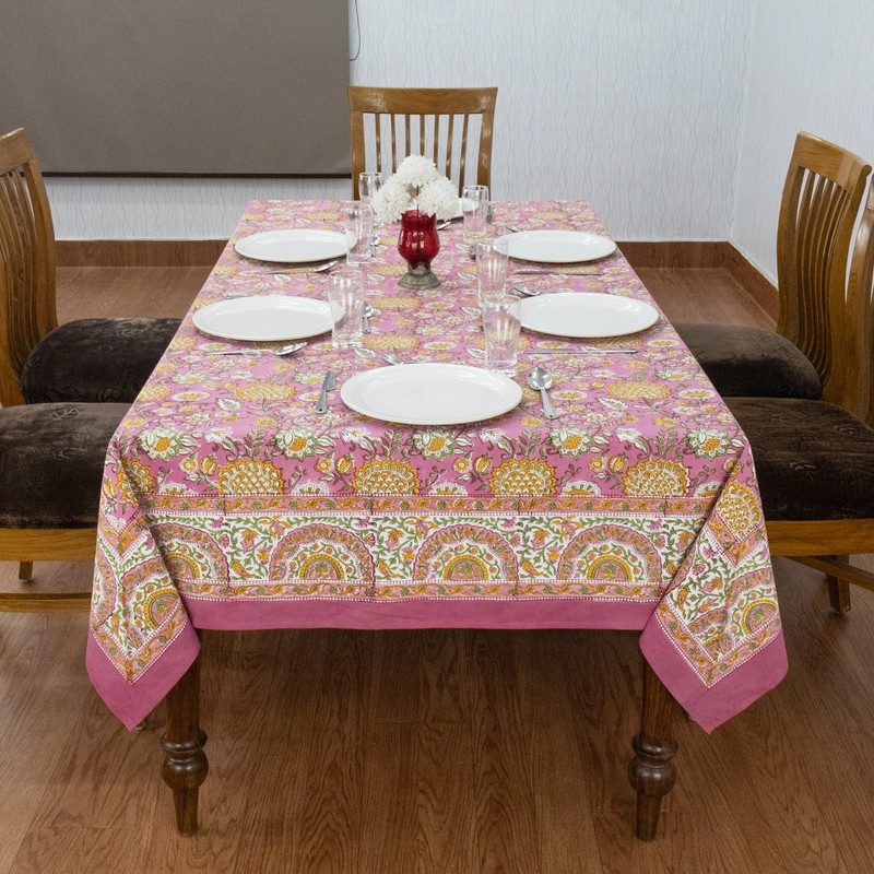 Hand Block Printed Tablecloth Cotton Table Cover Gift for Her Dining Tablecloth gallery