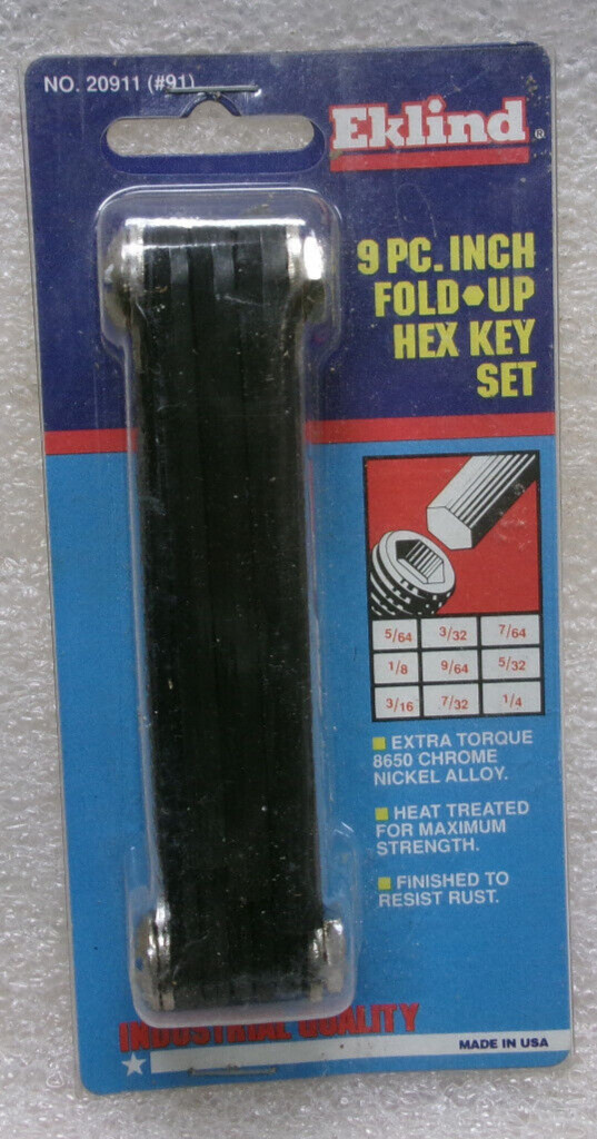 EKLIND FOLD-UP SAE INCH HEX KEY SET 9 IN 1 NO. 91 EDP NO. 20911 #413F gallery