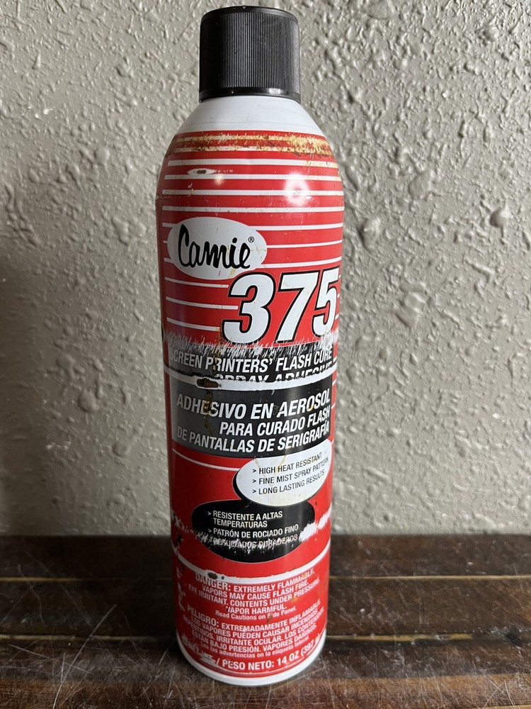Camie 375 Screen Printers' Flash Cure Spray Adhesive 14oz High Heat Resistant