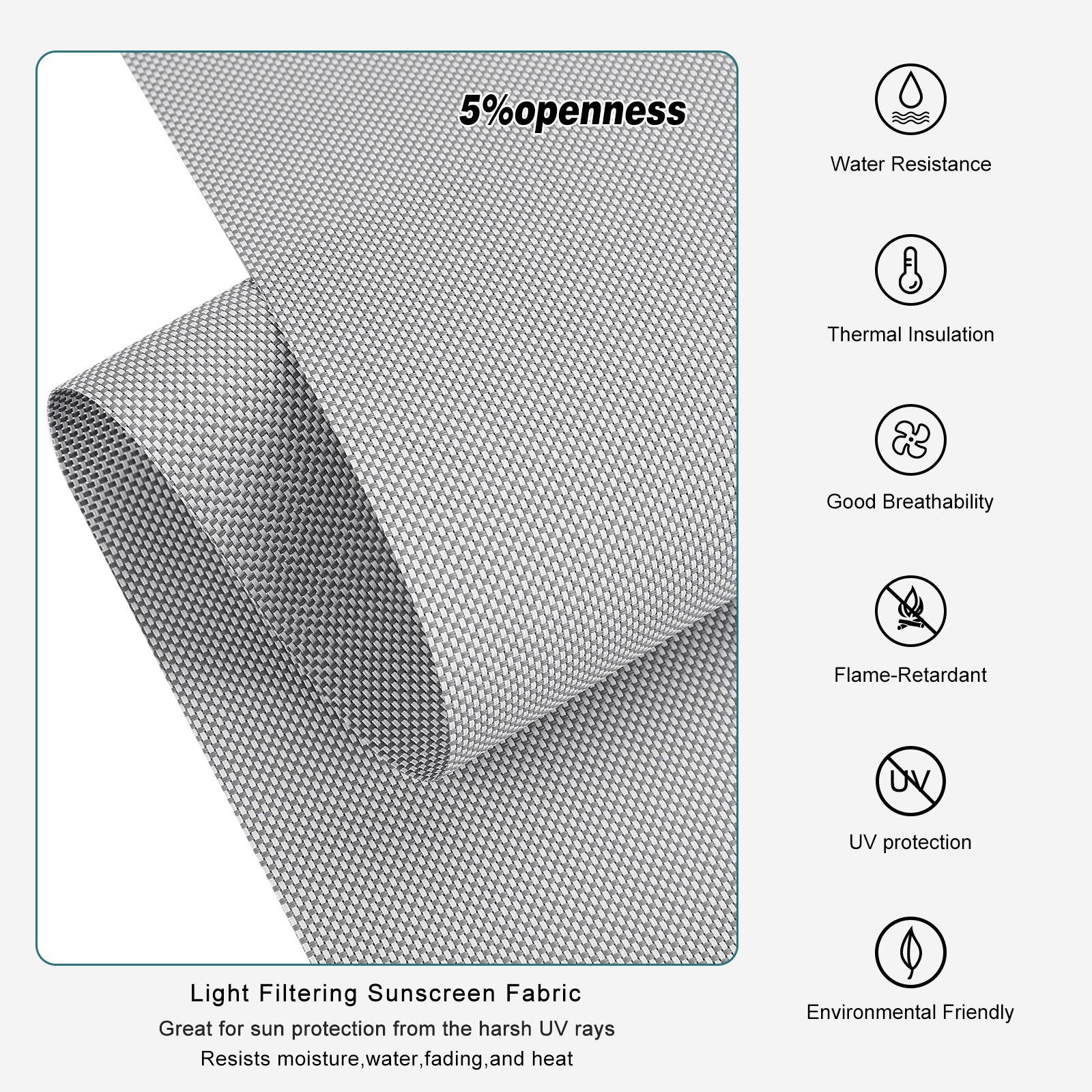 Changshade Window Blinds Corded Light Filtering Roller Shades White/ Black/Grey gallery