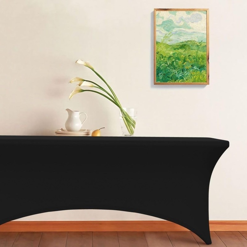 Custom Table Cloth Rectangular 72" x 30" Pure Black Polyester Spandex gallery