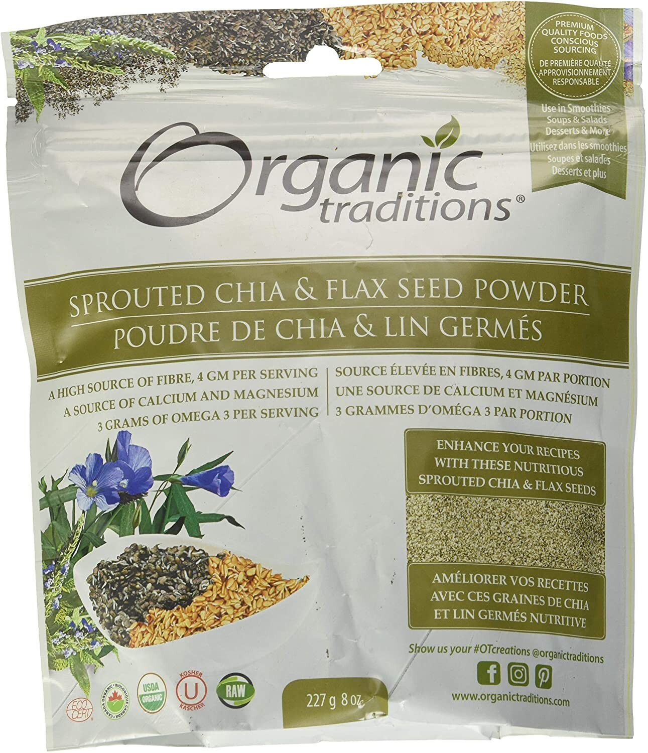 Organic Traditions Organic Sprouted Chia/Flax Seed Powder 8 oz Pkg gallery