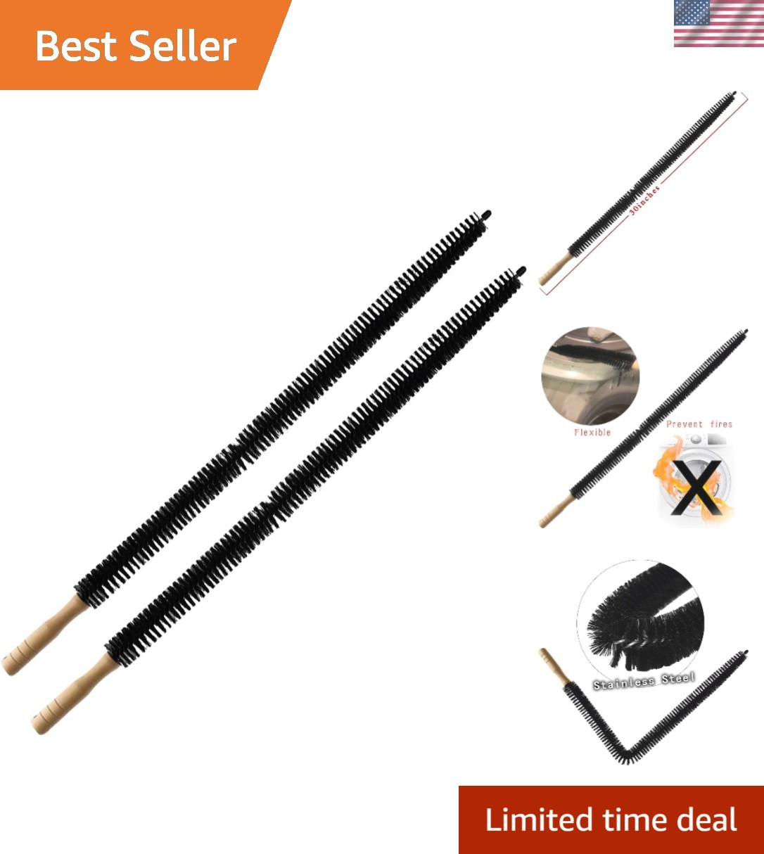 Versatile 30-Inch Lint Trap Cleaner Brush Set - Ideal for Vents & Appliances gallery