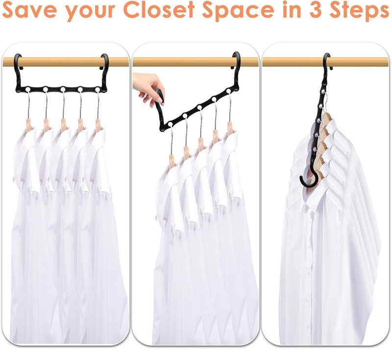 Space-Saving Magic Clothes Hangers - 360° Swivel Hooks, 4 Pack for 20 Clothes gallery
