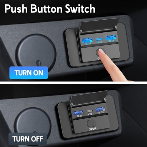 72W 12V USB Outlet Panel Wall Mount, 36W USB C and Dual QC 3.0 18W 1 PACK 3 USB gallery