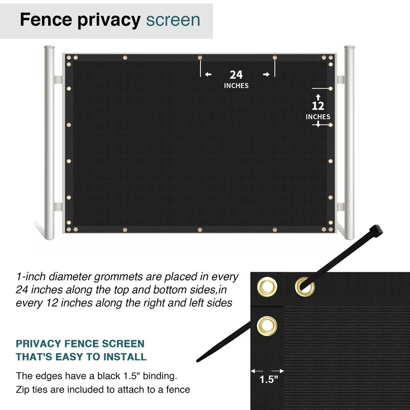 8ft Privacy Fence Screen Windscreen Black Mesh Shade Cover for Garden Yard Pool gallery