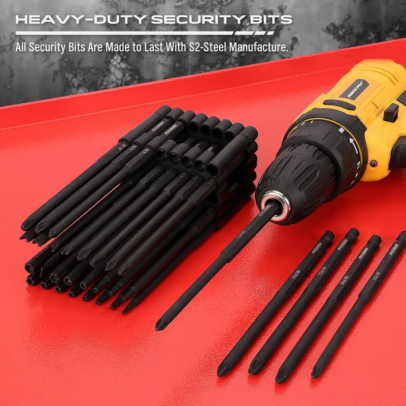 Extra Long Security Bit Set: 32-Piece S2 Steel Screwdriver Drill Bits for Tamper gallery