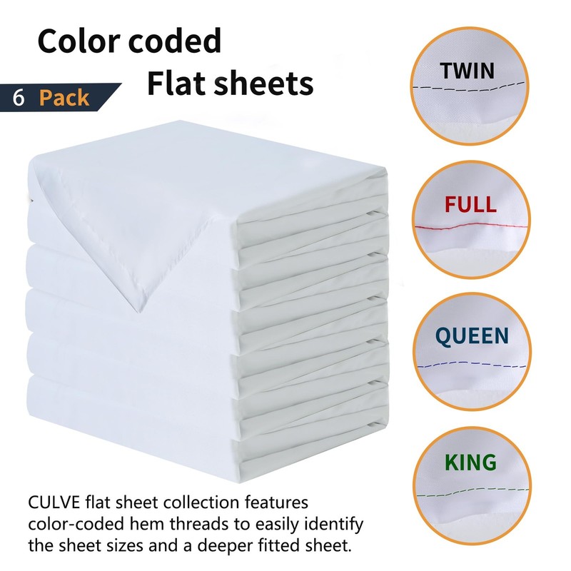 Full Flat Sheets 6 Pack White Microfiber Top Bed Sheet 81x96 inch Bulk gallery