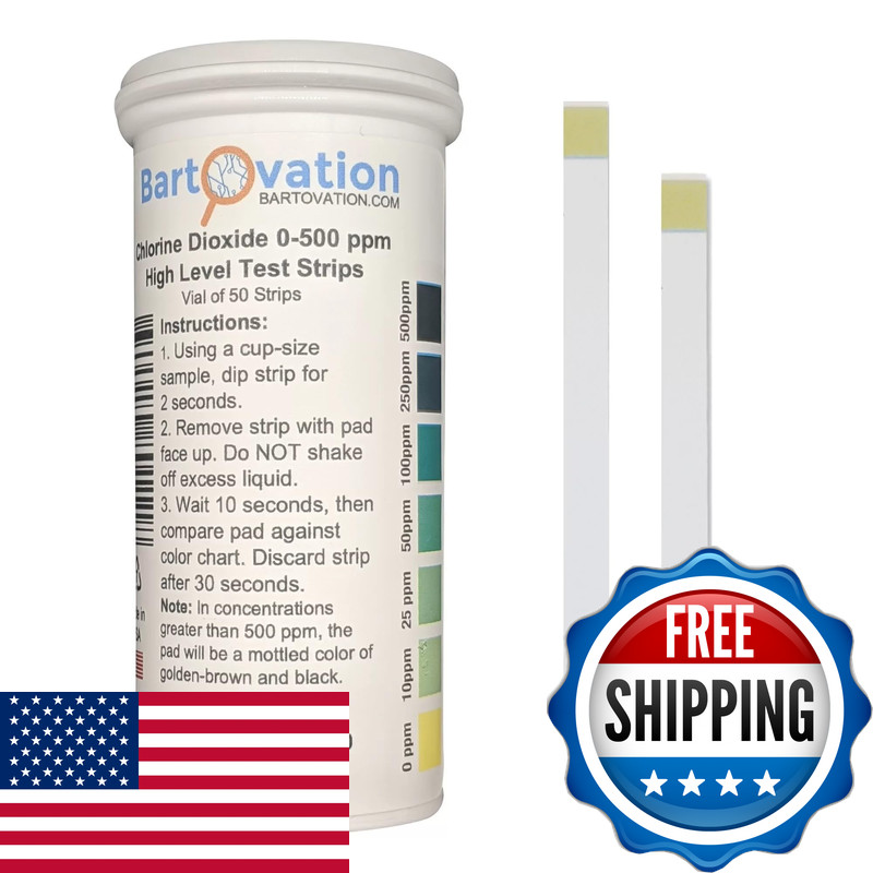 Bartovation Chlorine Dioxide Single Factor Test Strips 0-500 Ppm Vial Of 50 gallery