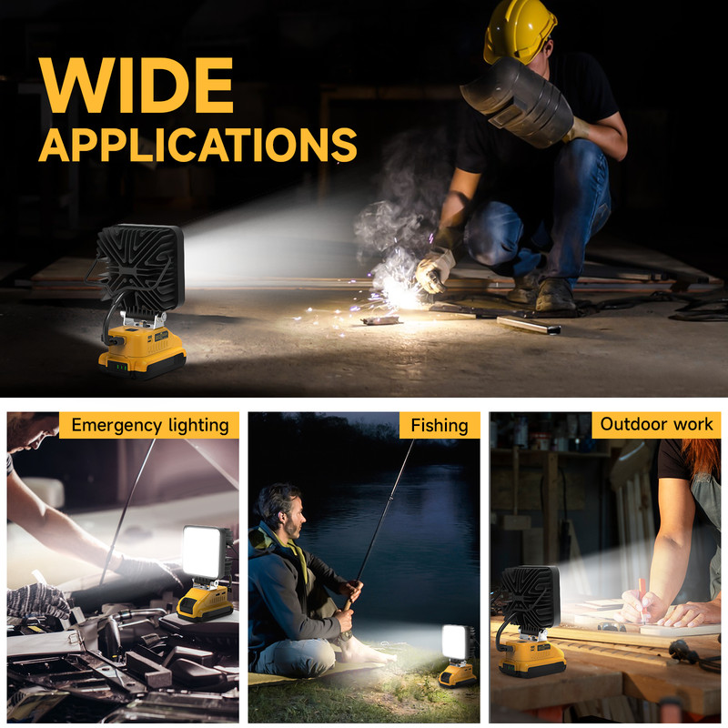 60W Work Light LED Compatible with Dewalt 20V Battery 6000LM,USB,Type,Emergency gallery
