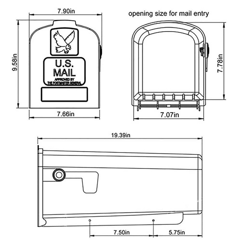 White Post Mounted Residential Mailbox - Durable Rust-Proof Plastic Construction gallery