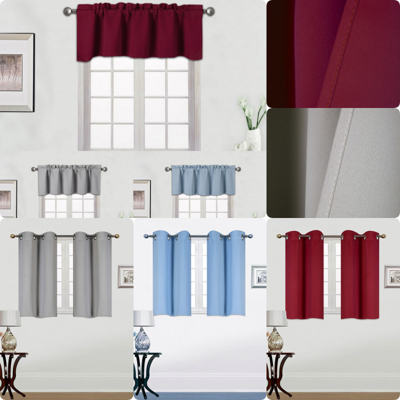 1/2pc 100% HEAVY THICK BLACKOUT THERMAL SHORT PANELS WINDOW CURTAIN OR VALANCE gallery