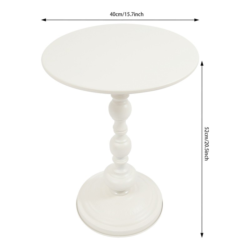 Round Side Table Retro Coffee End Table Small Accent Pedestal Table White Home gallery