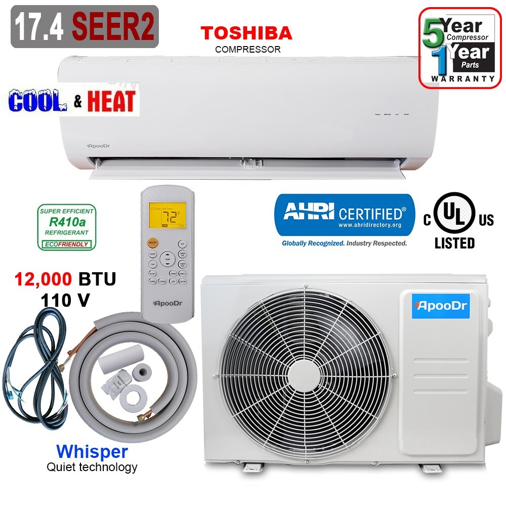 12000 BTU Mini Split 17.4 SEER2 INVERTER Air Conditioner Heat Pump 110V 16feet gallery