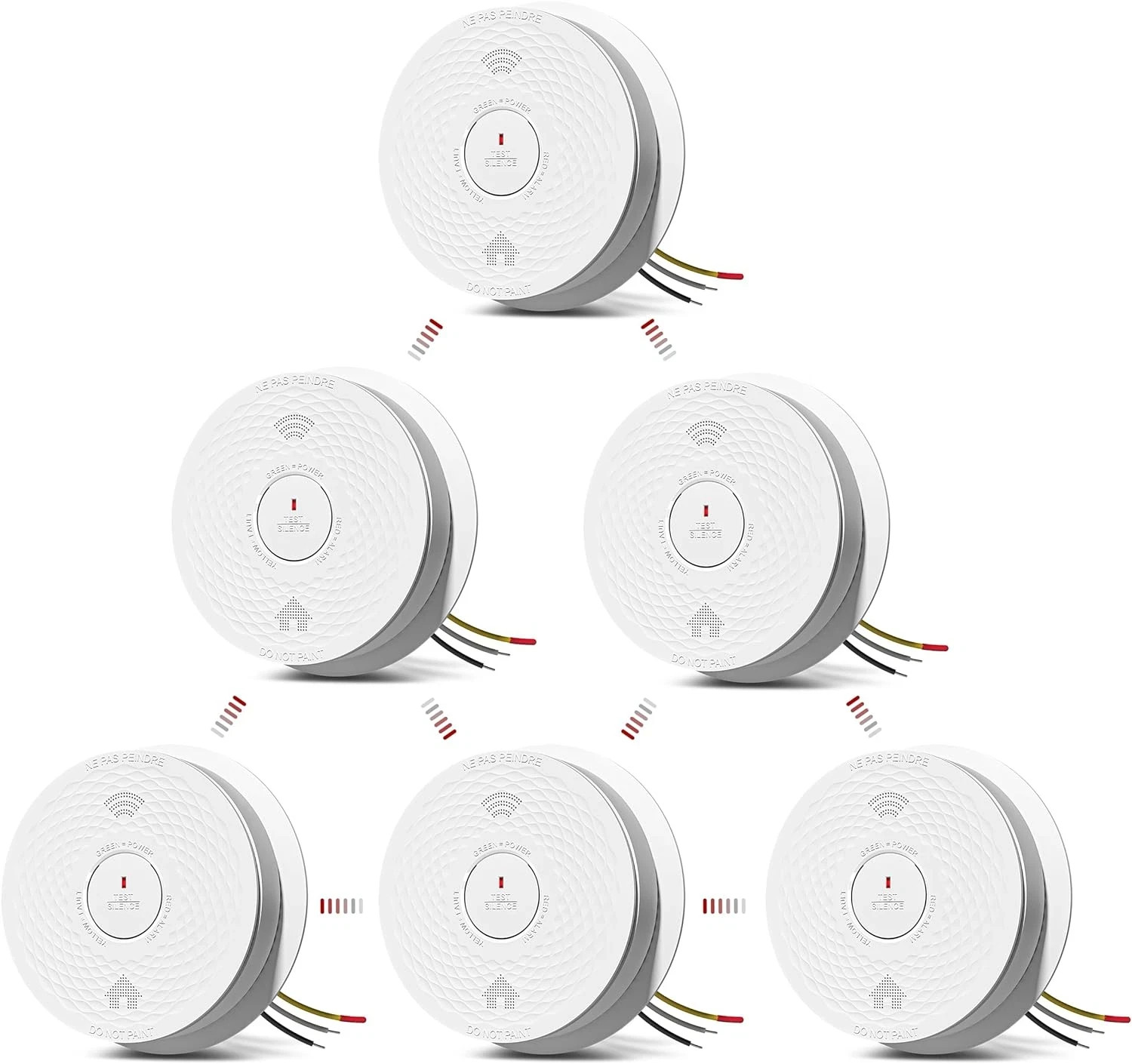 Hardwired Interconnected Smoke and Carbon Monoxide Detector Combo, 2 in 1 , 6pcs gallery