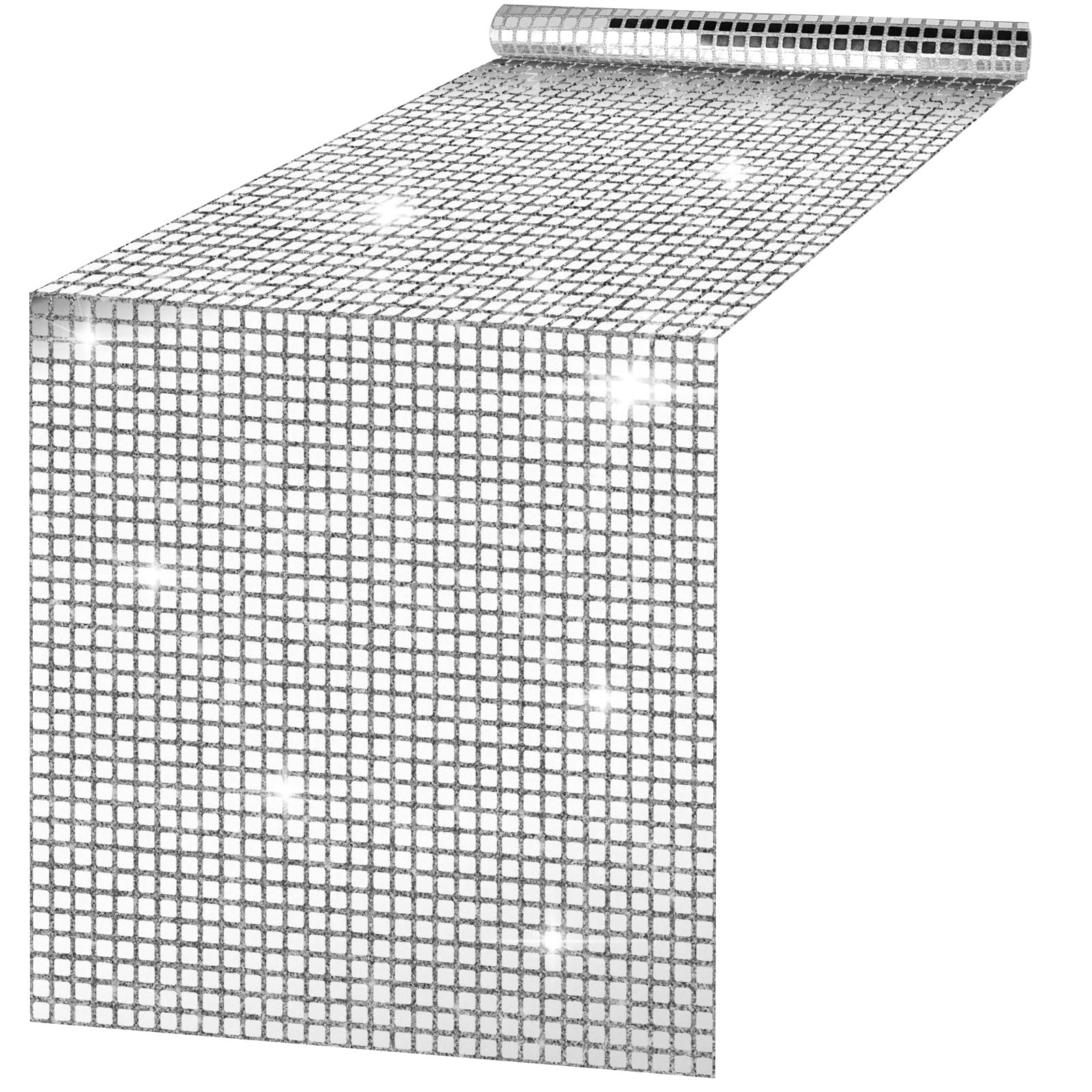 12x70 Inch Glitter Disco Party Table Runner Mirror Silver Retro 70s 80s gallery