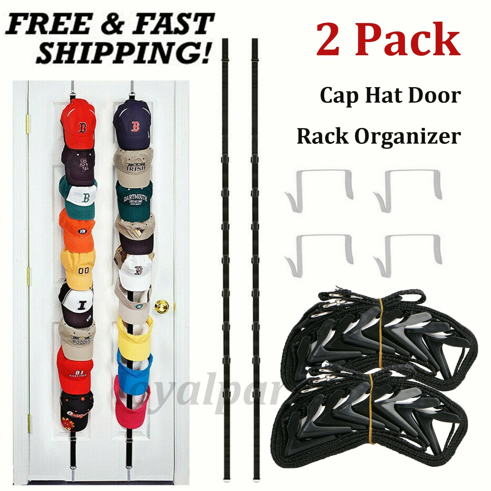 2× Cap Rack Closet Hanger Baseball Hat Wall Door Holder Hook Storage Organizer gallery