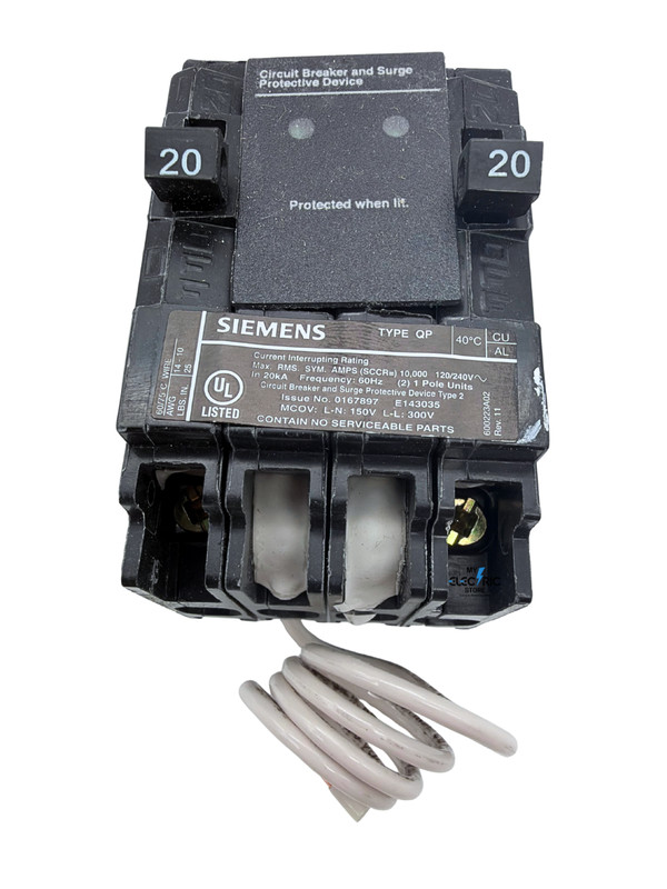 Siemens QSA2020SPD Surge Protector w/ (2) 20A 1-Pole Breakers 120V NIB NEW gallery