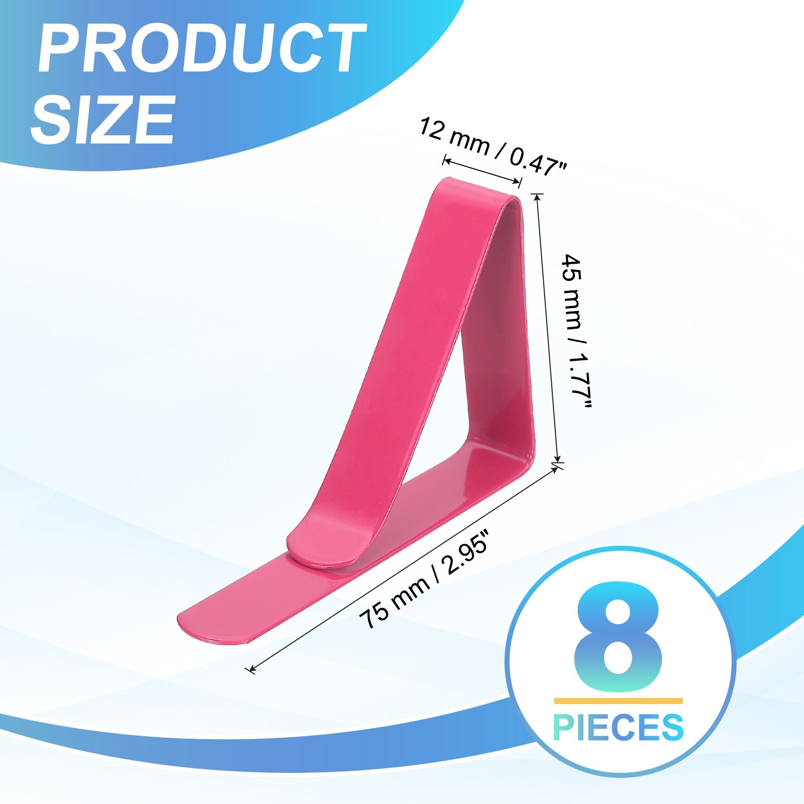 8 Pack Tablecloth Clips, 2.95" x 1.77" Table Cloth Cover Clamps, Pink gallery