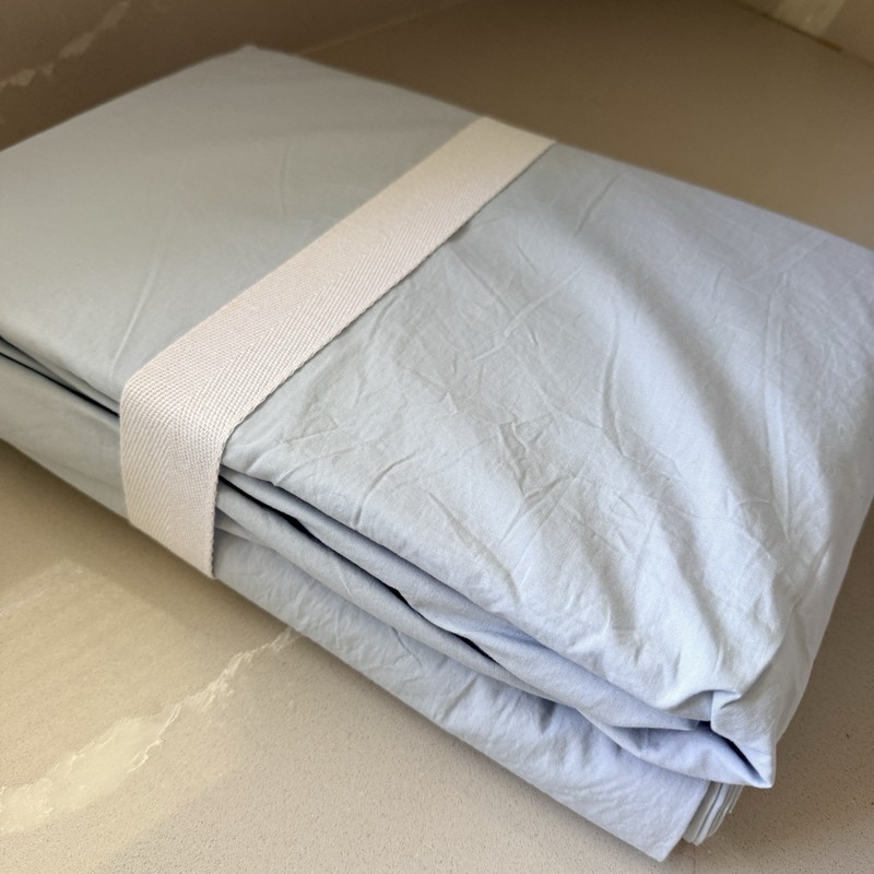 NWT Crate & Barrel Twin Sheet Set Extra Long Blue Cozy Cloud Organic Cotton gallery